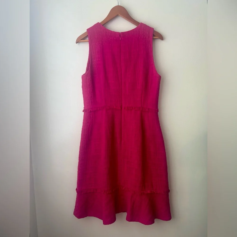 J. Crew Sleeveless Textured Hot Pink Mini Dress - Picture 3 of 3